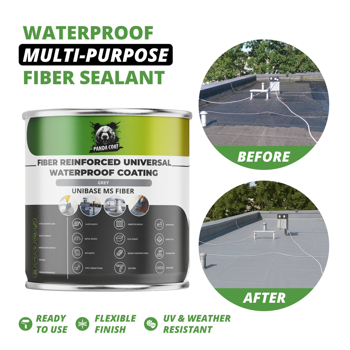 PandaCoat UniBase MS Fiber glass-fibre reinforced waterproofing, grey, 5.67 kg