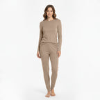 HEAT BOOSTER women's long-sleeve thermal top with soft fleece inside, beige
