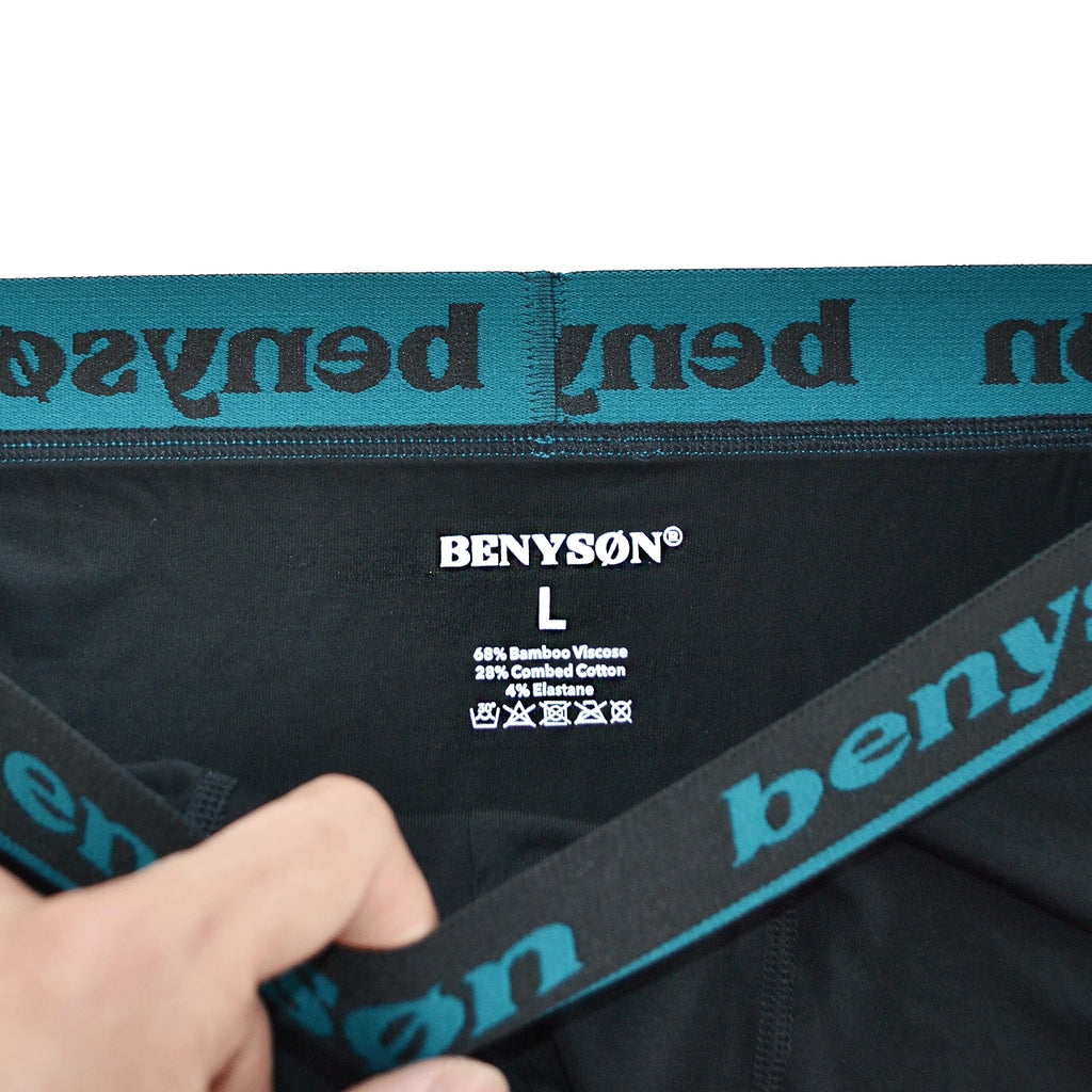 BENYSON men's bamboo viscose boxer shorts, 3 pcs, black with coloured waistband