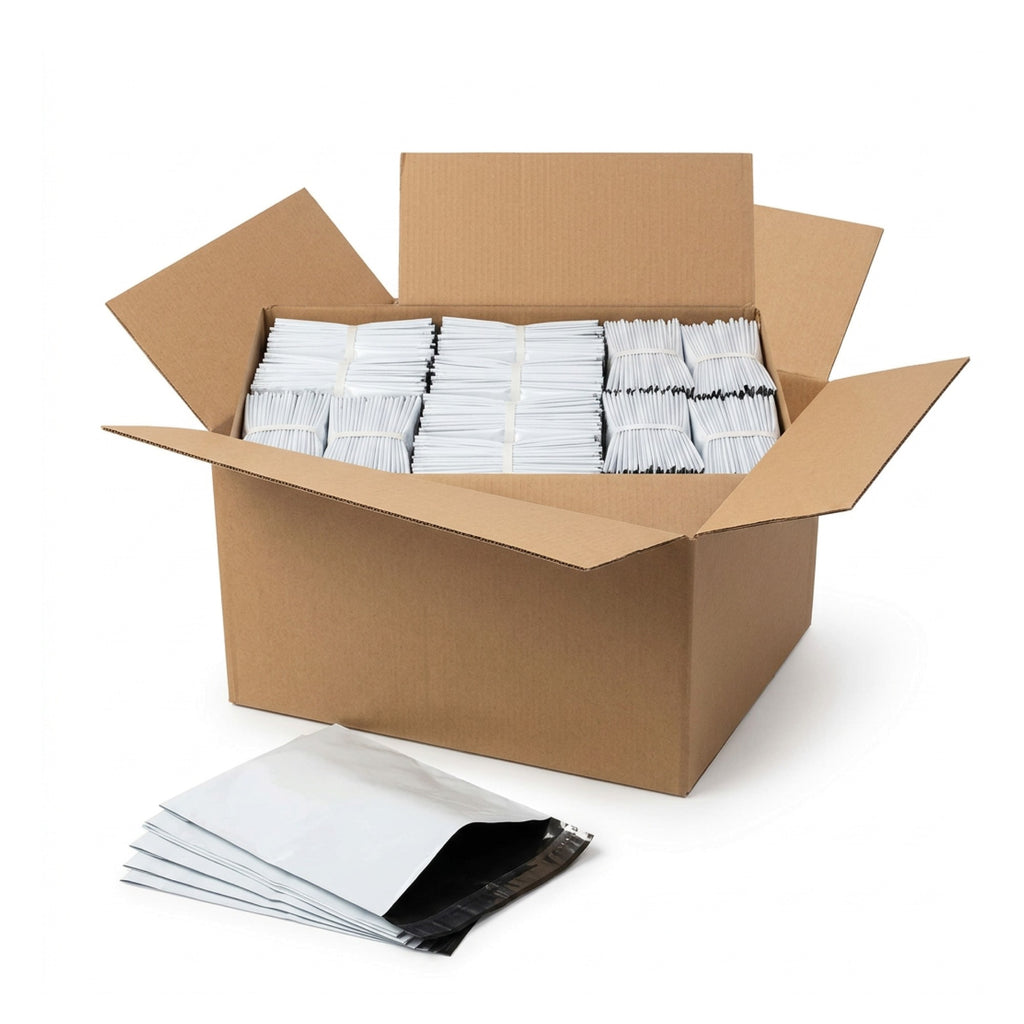 Poly mailing bags, 350 x 460 mm, 50 µm, white, 1000 pcs (10 x 100)