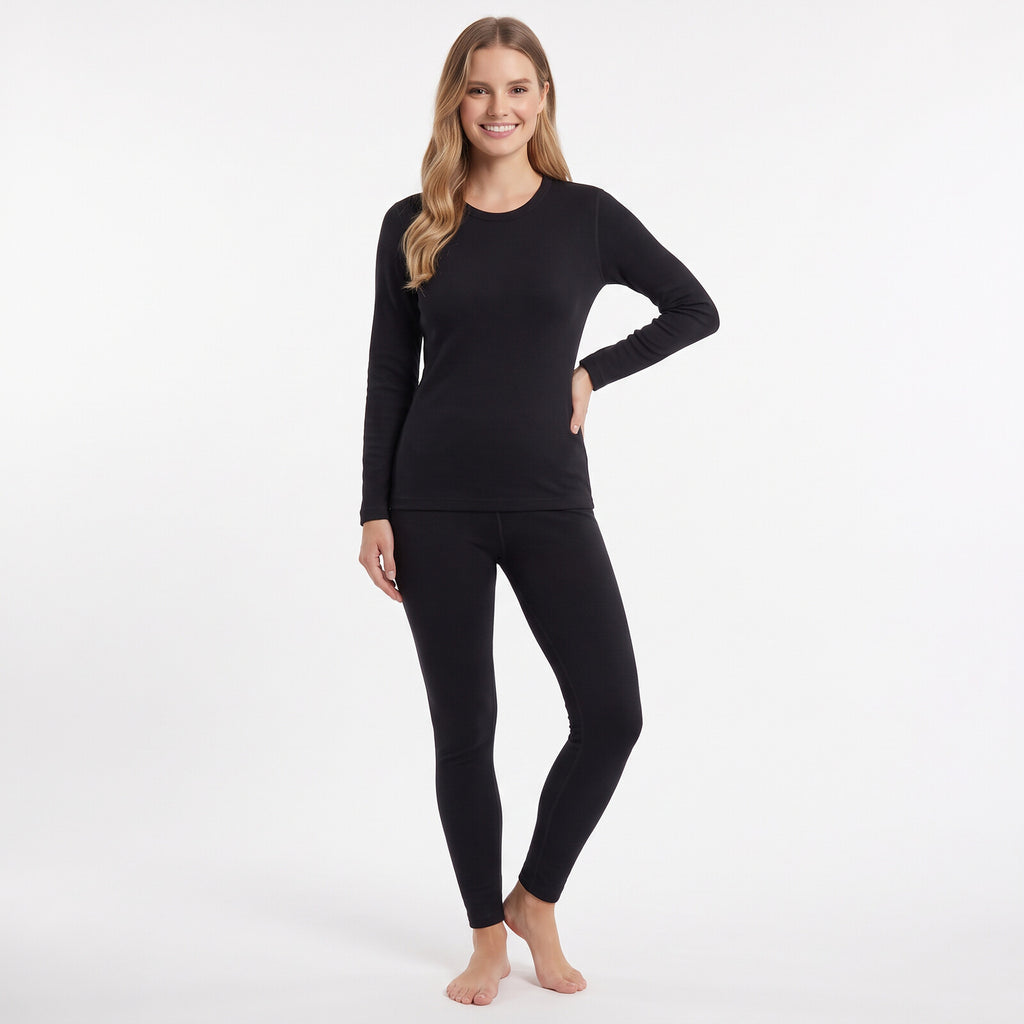GAUBERT 152 women's merino wool thermal underwear set, black