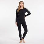 GAUBERT 152 women's merino wool thermal underwear set, black
