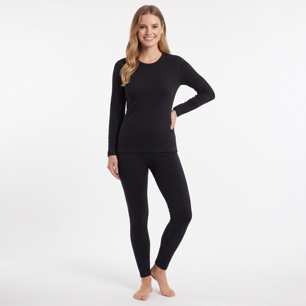 GAUBERT 152 women's merino wool thermal underwear set, black