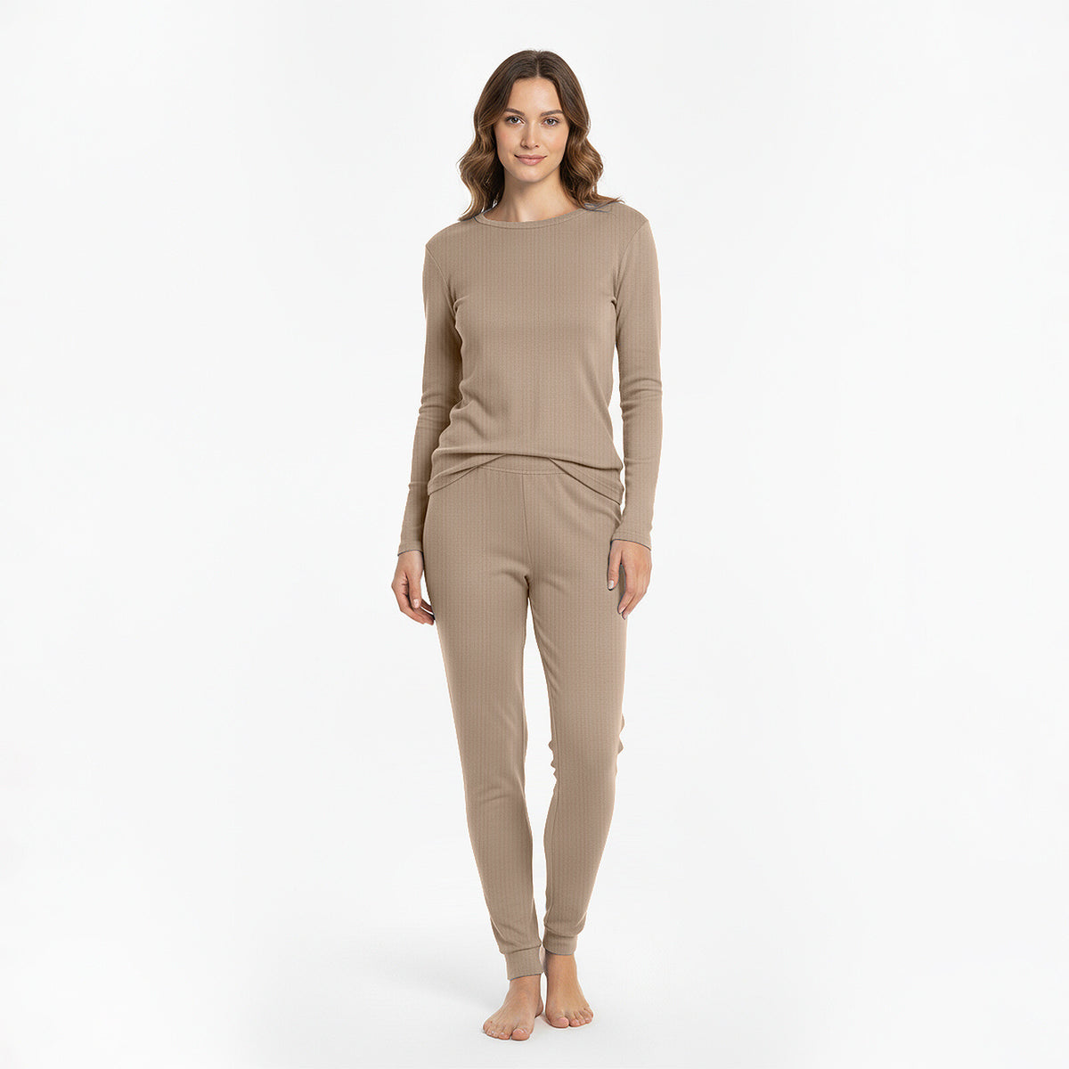 HEAT BOOSTER women's thermal trousers with soft fleece inside, beige