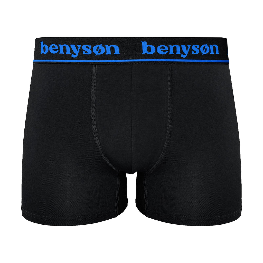 BENYSON men's bamboo viscose boxer shorts, 3 pcs, black with coloured waistband