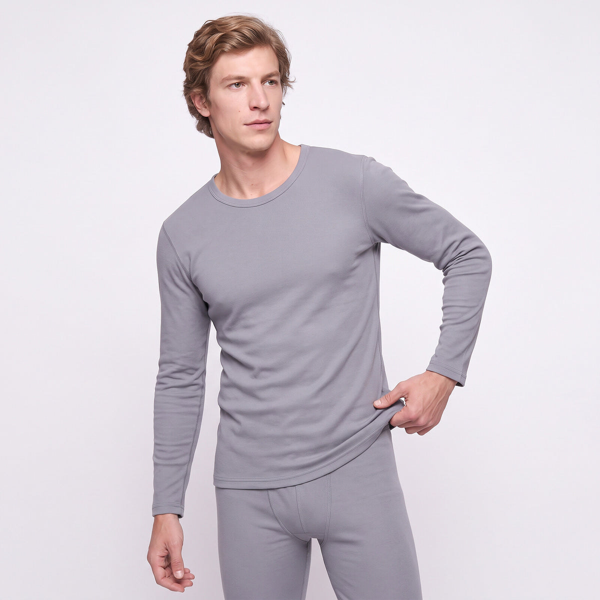 GAUBERT 150 men's merino wool thermal underwear set, grey