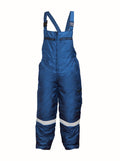Insulated winter work bib trousers with reflective tapes, blue