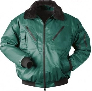 PILOT work jacket with detachable fur lining, green