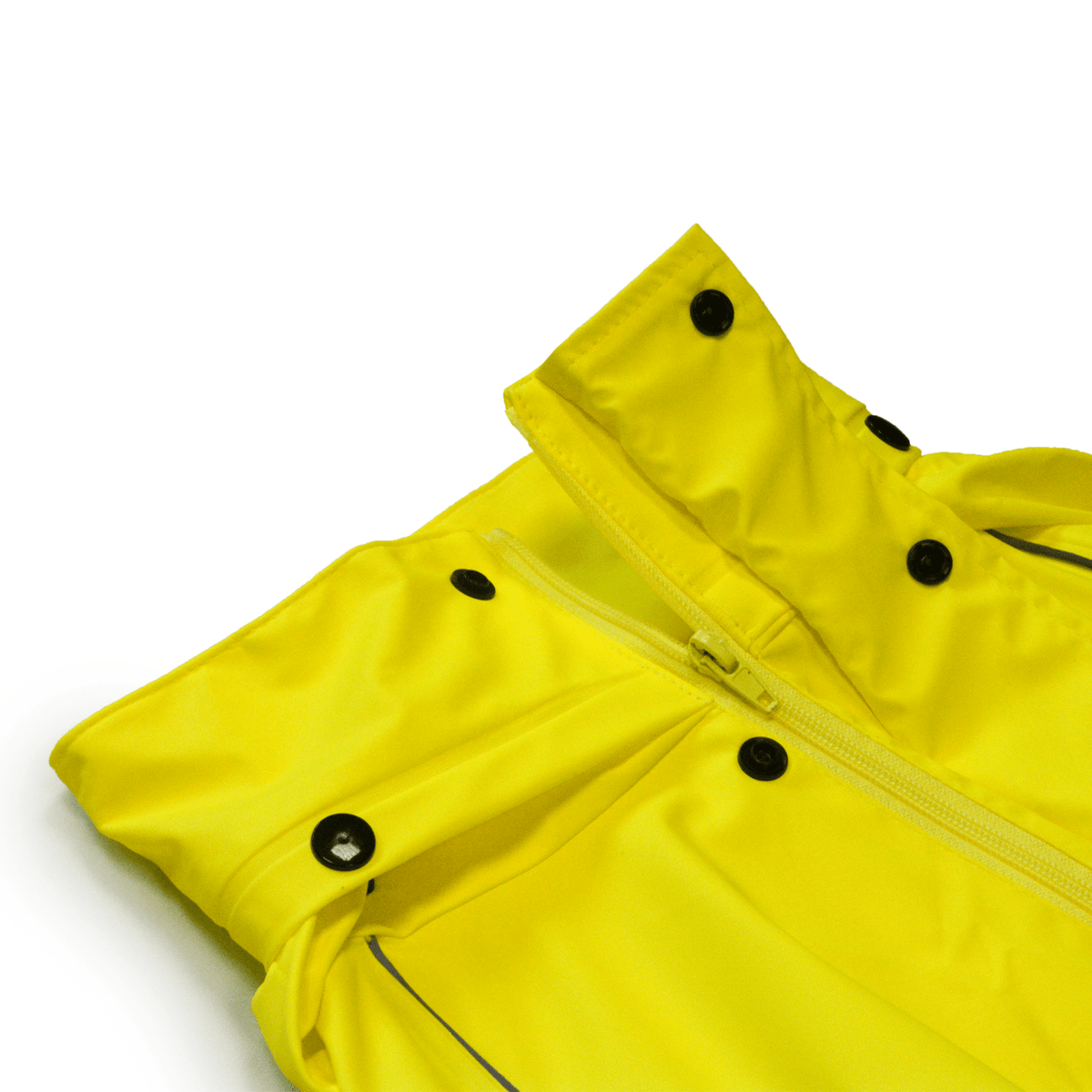 High-visibility yellow PU rain suit