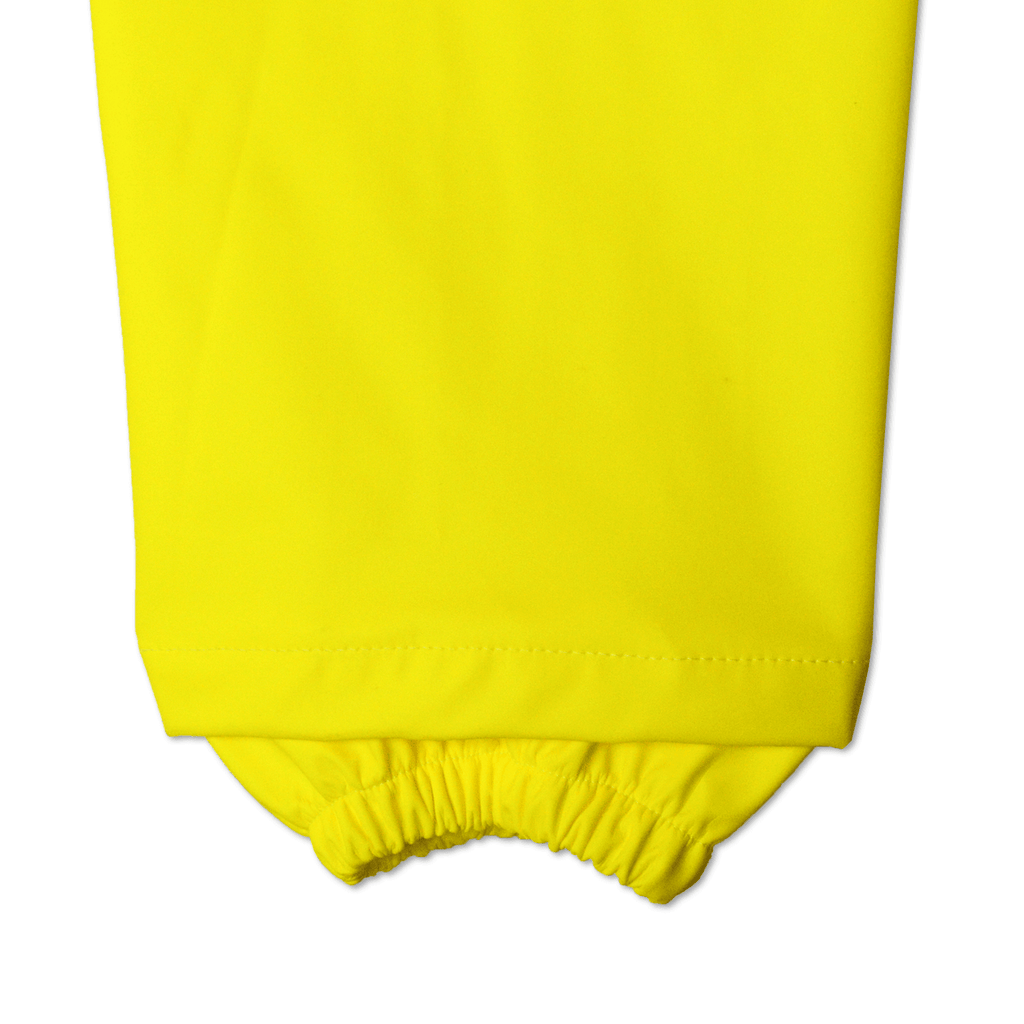 High-visibility yellow PU rain suit