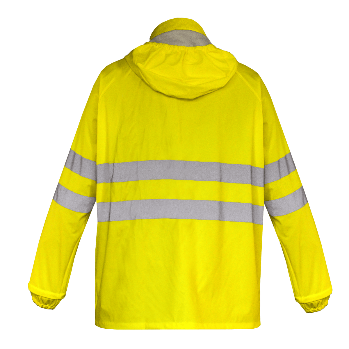 High-visibility yellow PU rain suit