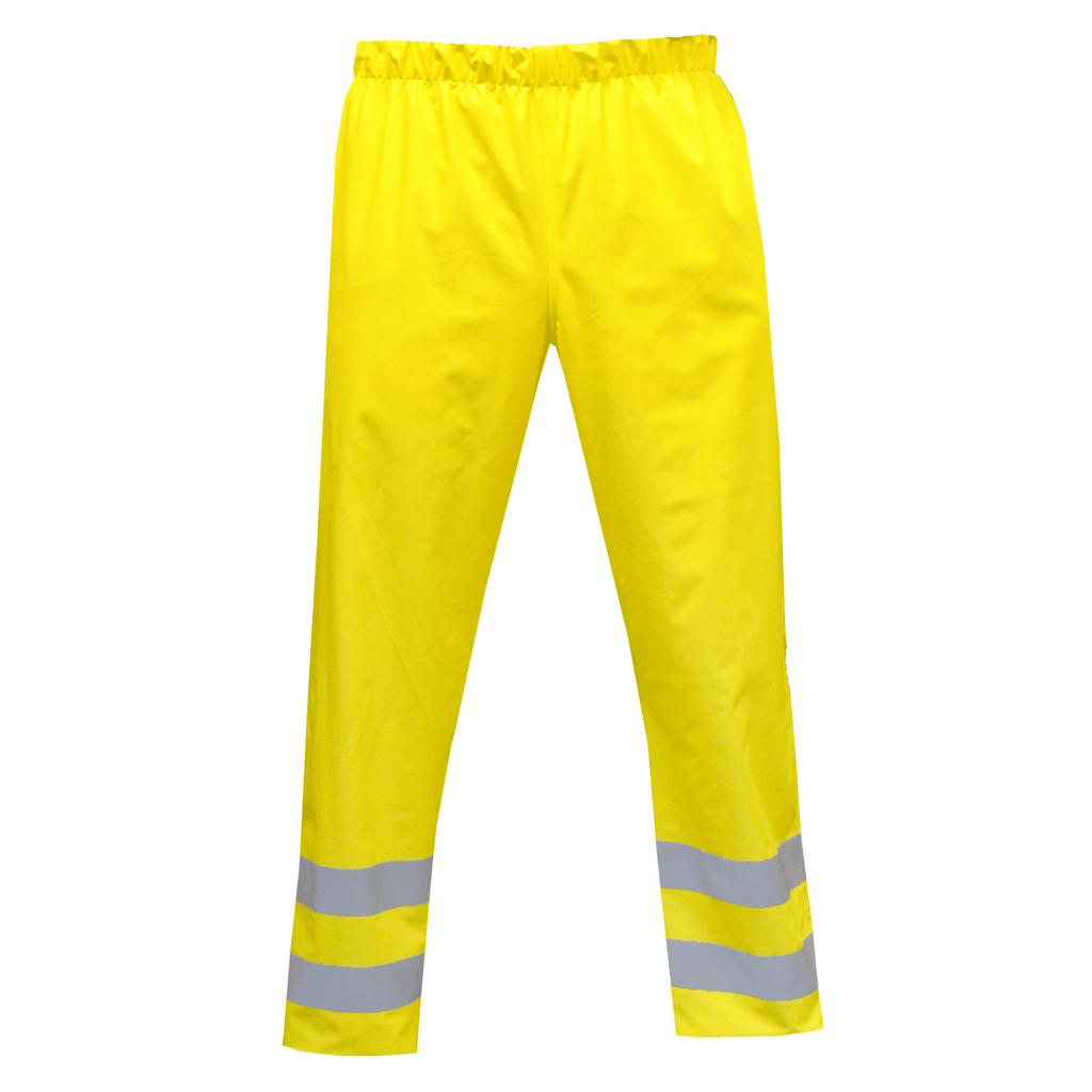 High-visibility yellow PU rain suit
