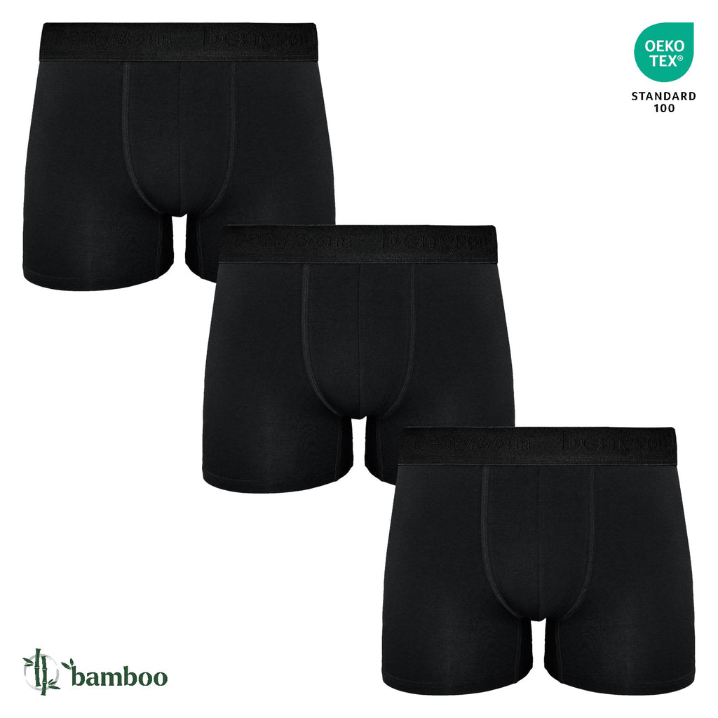 BENYSON men's bamboo viscose boxer shorts, 3 pcs, black