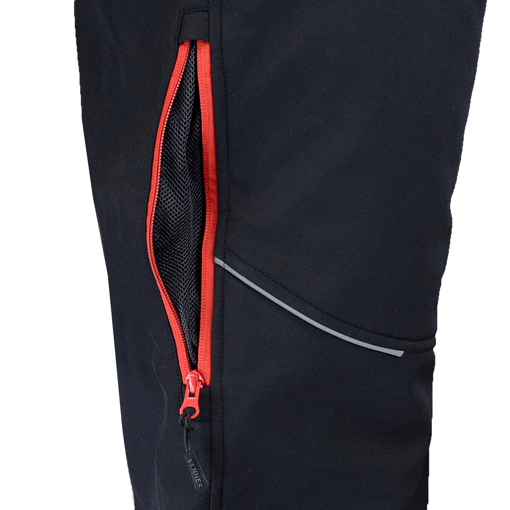 Softshell winter trousers with detachable braces, black