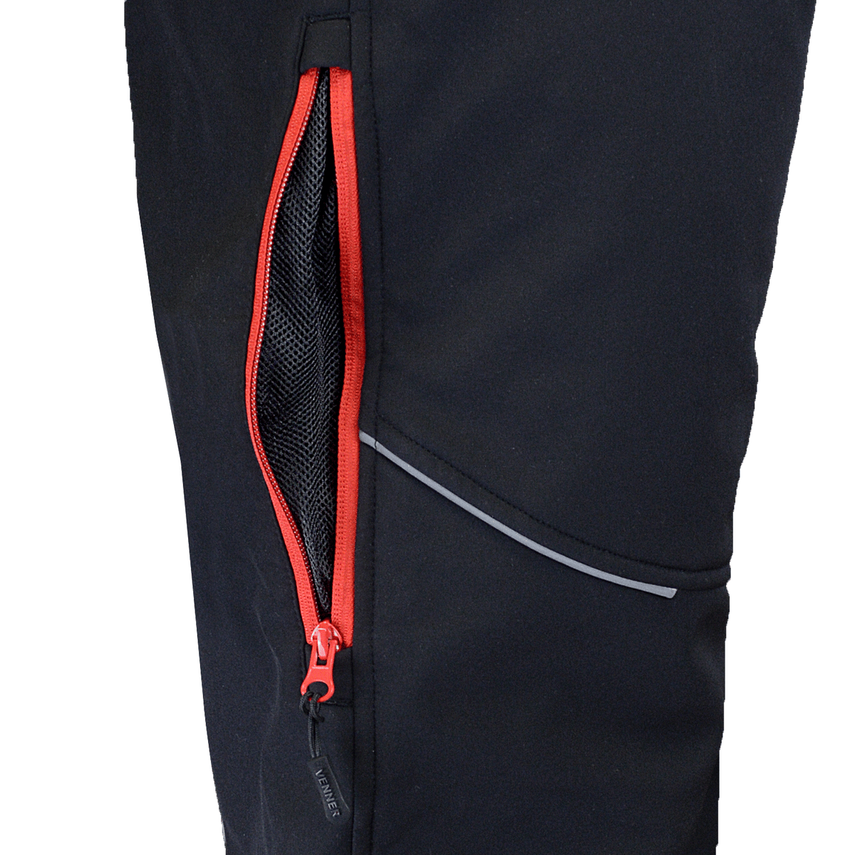 Softshell winter trousers with detachable braces, black