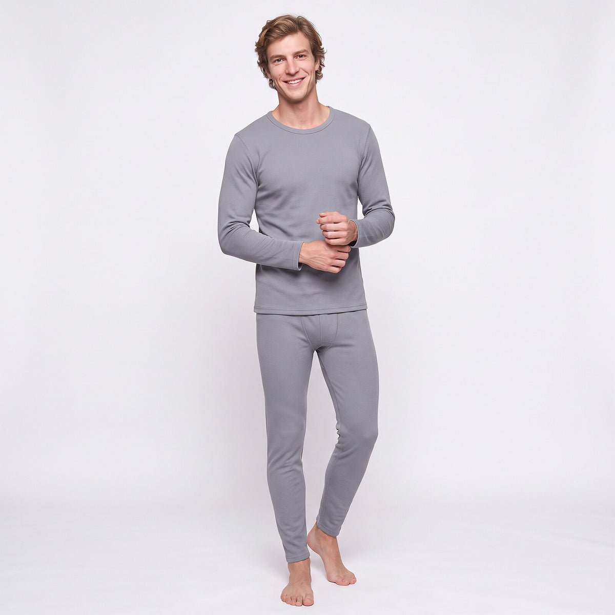 GAUBERT 150 men's merino wool thermal underwear set, grey