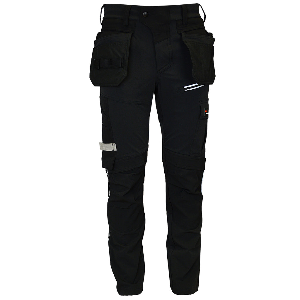 CROSS STRETCH black stretch work trousers with detachable holster pockets