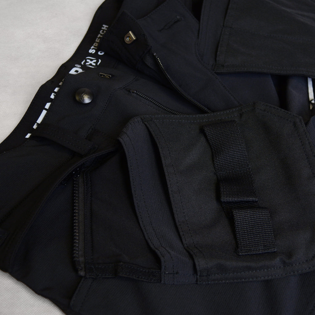 CROSS STRETCH black stretch work trousers with detachable holster pockets