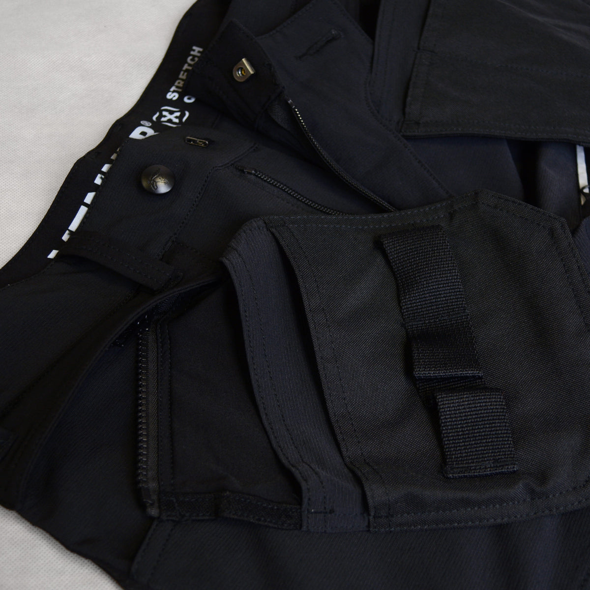 CROSS STRETCH black stretch work trousers with detachable holster pockets