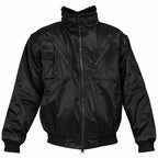 PILOT work jacket with detachable fur lining, black/blue