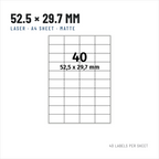 Riven Supply A4 labels, 52.5x29.7 mm, 40 per sheet, 500 sheets