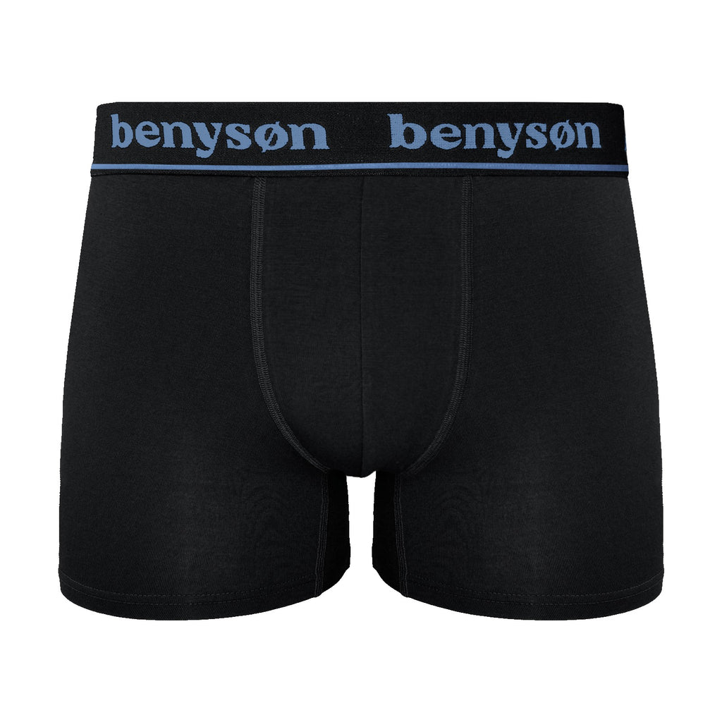 BENYSON men's bamboo viscose boxer shorts, 3 pcs, black with coloured waistband