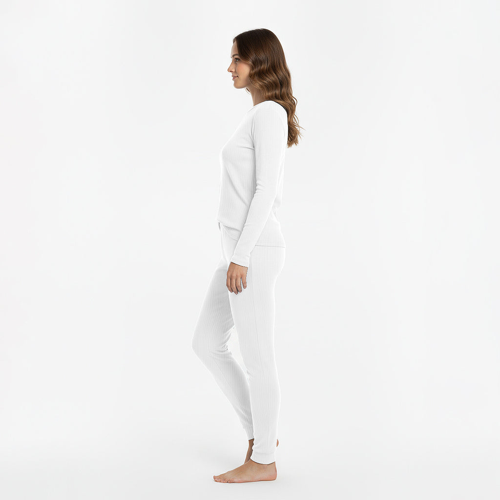 HEAT BOOSTER women's long-sleeve thermal top with soft fleece inside, white