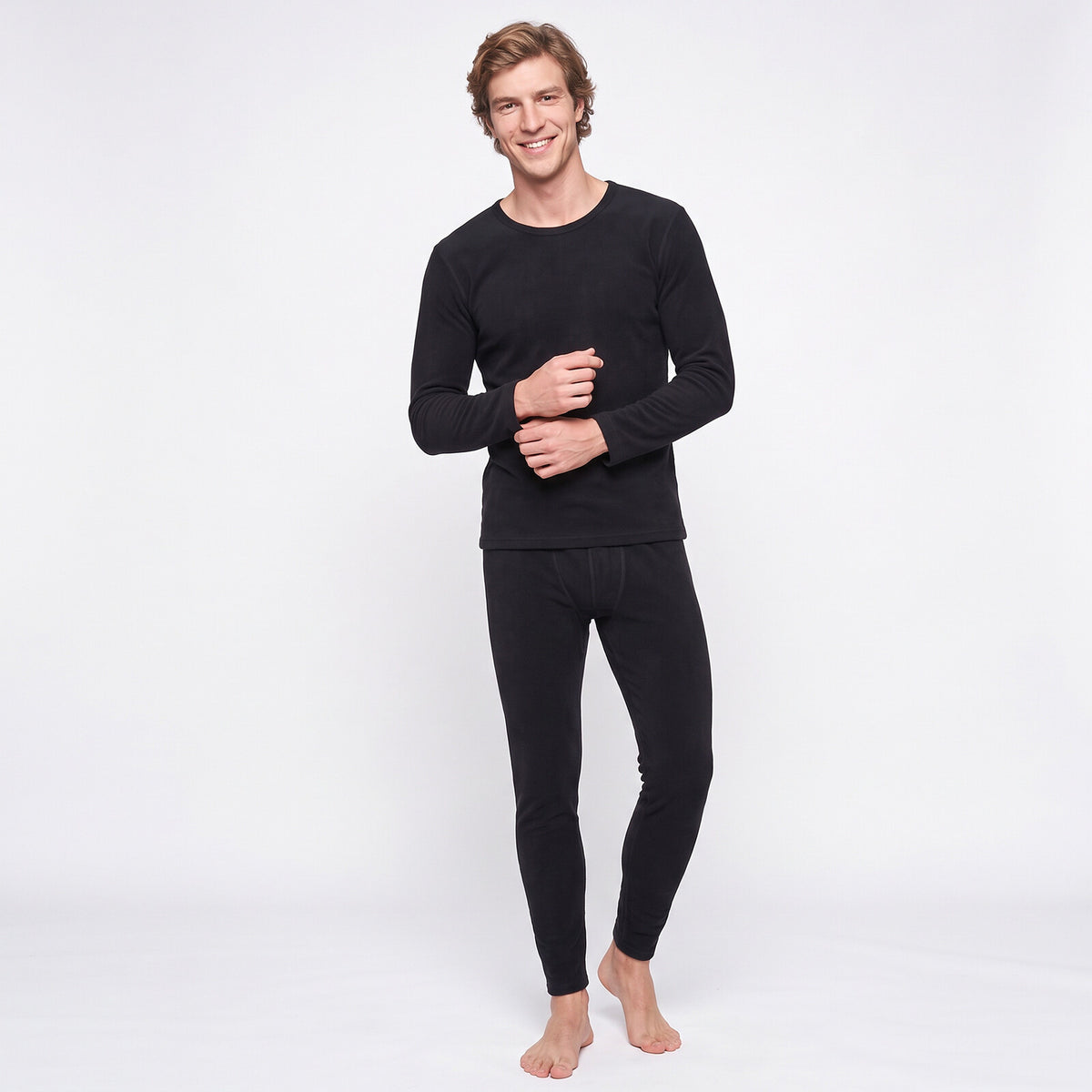 GAUBERT 150 men's merino wool thermal underwear set, black