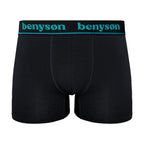 BENYSON men's bamboo viscose boxer shorts, 3 pcs, black with coloured waistband