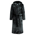 GAUBERT unisex fleece bathrobe with hood, long, black