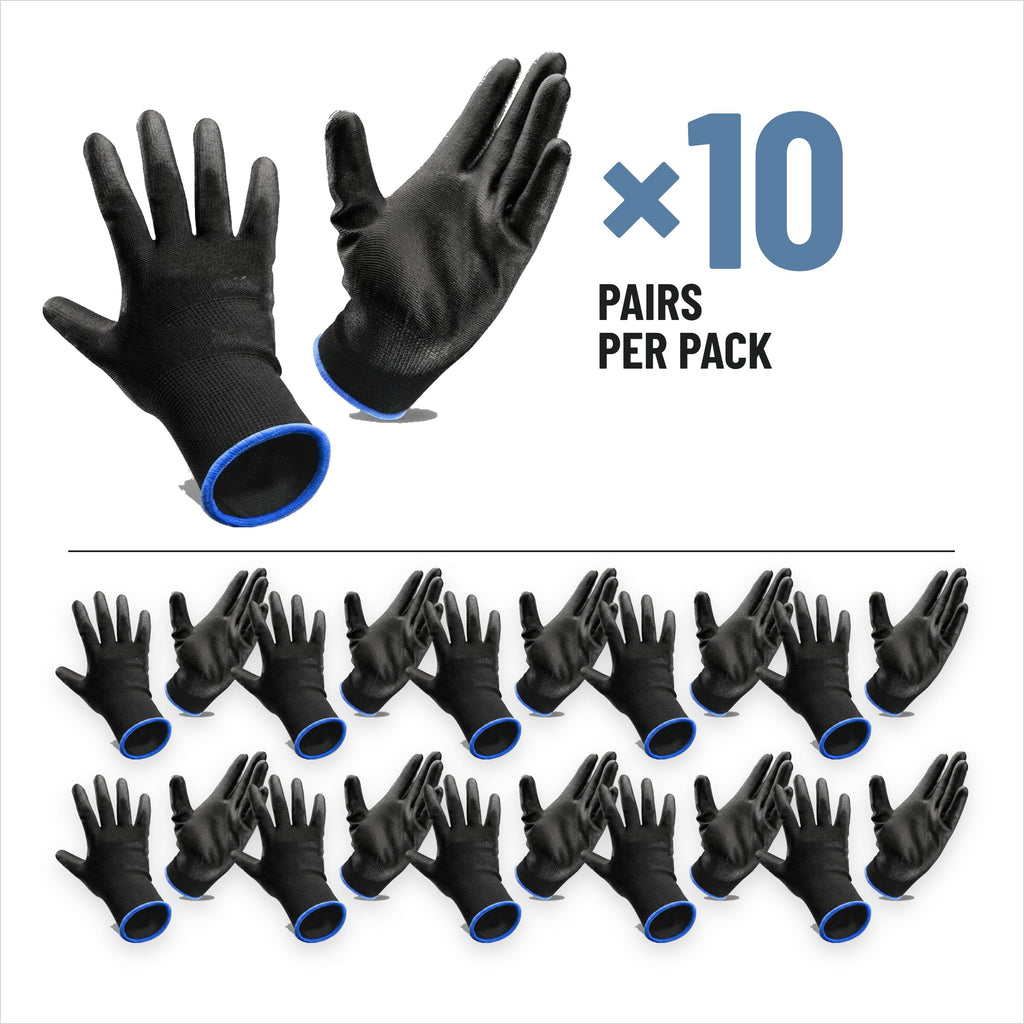 PU coated work gloves, black, 10 pairs, EN 388 4131X, size 7 (S)