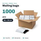 RIVEN24 poly mailing bags, 260 x 350 mm, 50 µm, white, 1000 pcs (10 x 100)