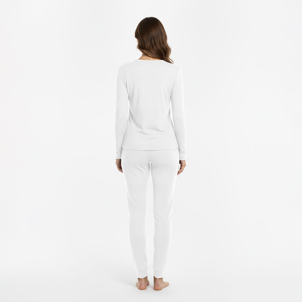 HEAT BOOSTER women's long-sleeve thermal top with soft fleece inside, white