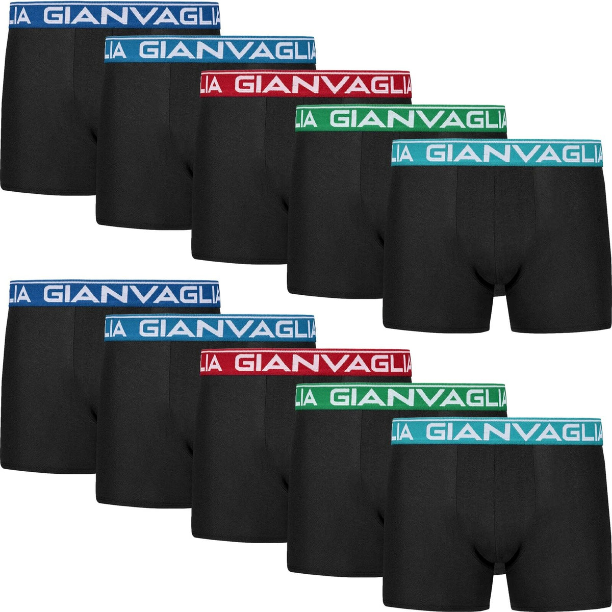 GIANVAGLIA Basic 026 men's cotton boxer briefs with coloured waistbands, 10 pcs