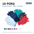 Riven Supply knitted nylon gloves with PVC dots, assorted colours, 10 pairs