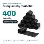 RIVEN24 dog poop bags, black, 400 pcs (20 rolls × 20), 30 × 22 cm
