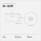 Thermal labels 58x30 mm, 10 rolls of 1000
