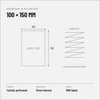 Thermal labels 100x150 mm, fanfold, 1000 labels
