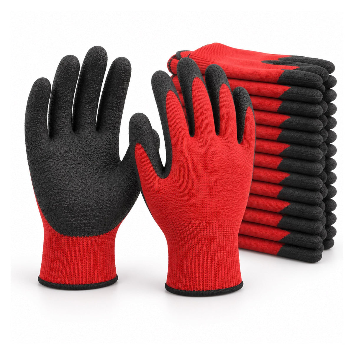 VENNER latex coated work gloves EN 388 3131X, red/black, 12 pairs