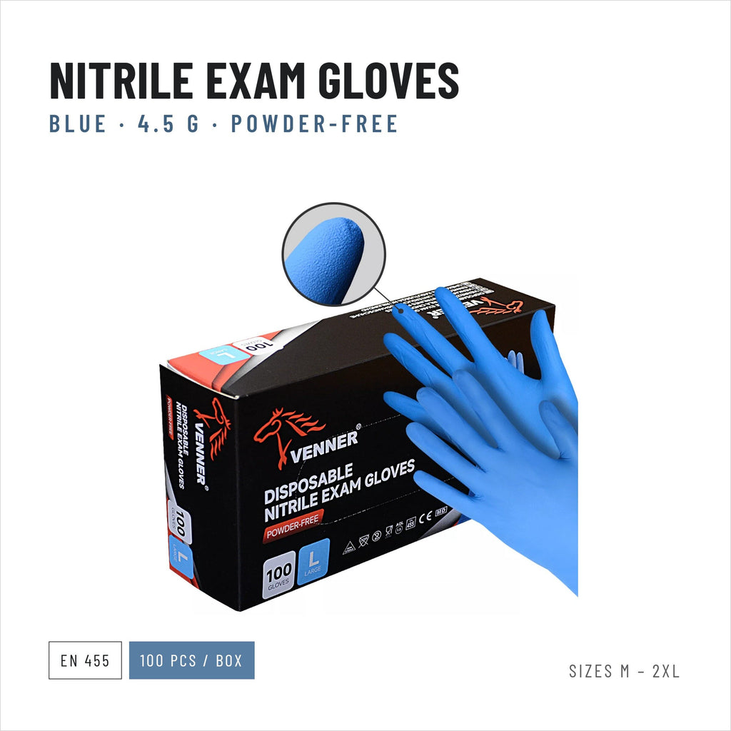 Disposable protective gloves, blue, powder-free, 4.5 g, box of 100, size S