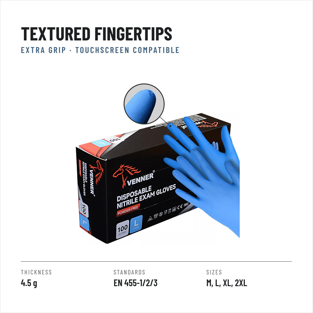 Disposable protective gloves, blue, powder-free, 4.5 g, box of 100, size S